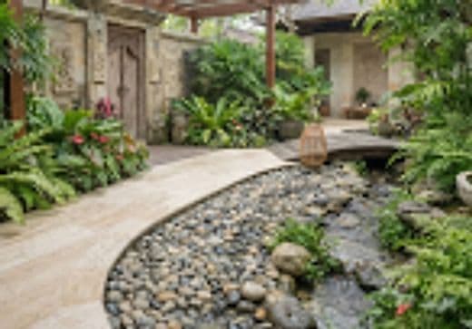 Garden with a water feature